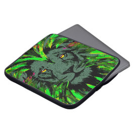 Groen lion-Hoesje voor laptop - Lion-portrettekeni Laptop Sleeve