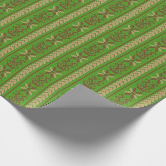  groen Litouws folkpatroon Cadeaupapier (Hoek)