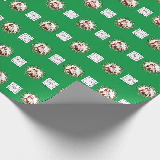 Groen Logo Kerstman Cadeaus Patroon Bedrijf Cadeaupapier (Hoek)