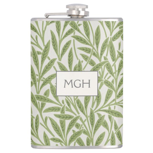  groen logo met bladeren heupfles (Voorkant)