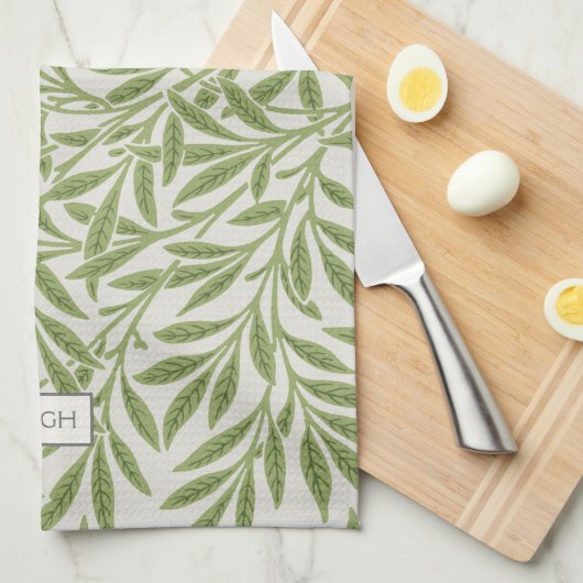  groen logo met bladeren theedoek (Quarter Fold)