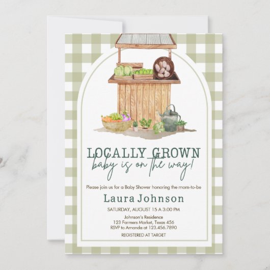 Groen lokaal geteeld Baby shower Kaart (Voorkant)