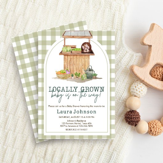Groen lokaal geteeld Baby shower Kaart