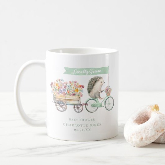 Groen lokaal geteeld Baby shower Mok – Bloemenhaag (Met donut)