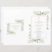 Groen Loof Doop Uitnodigingsprogramma (Voorkant / Achterkant)