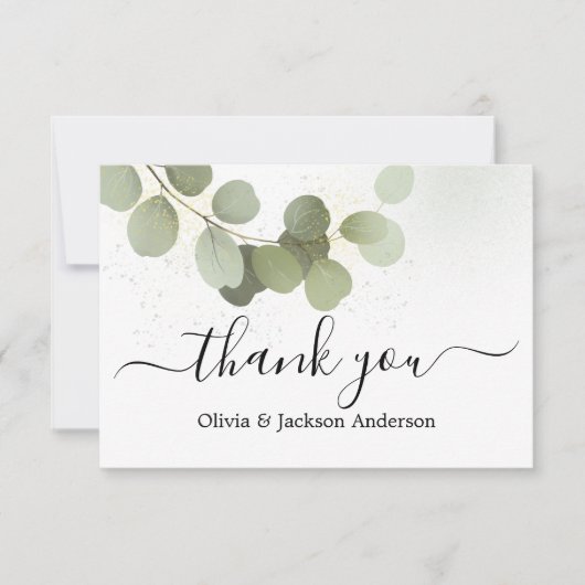Groen Loof Eucalyptus Bedankkaart (Voorkant)