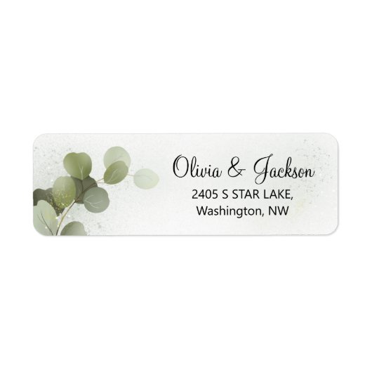 Groen Loof Eucalyptus Retouradreslabel Etiket (Voorkant)