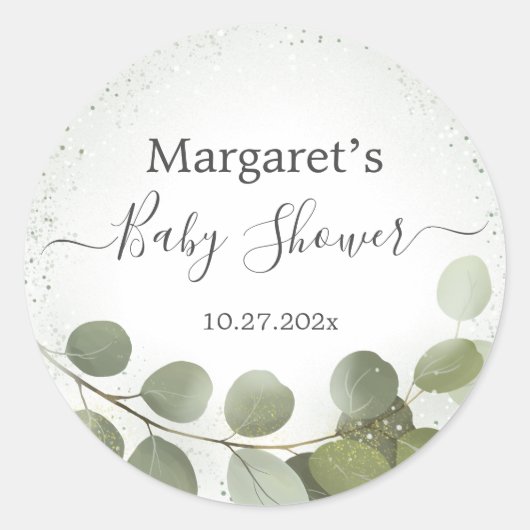 Groen Loof Eucalyptus Ronde Sticker (Voorkant)