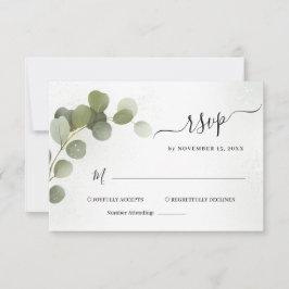 Groen Loof Eucalyptus RSVP Kaart