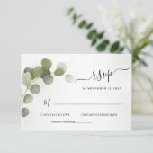 Groen Loof Eucalyptus RSVP Kaart (Staand voorkant)
