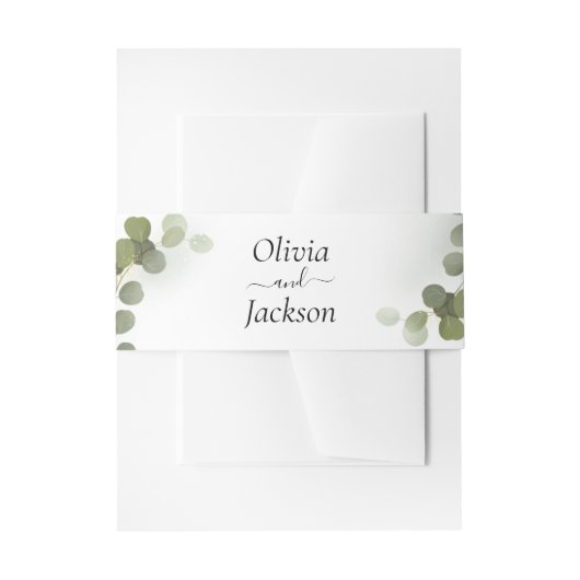 Groen Loof Eucalyptus Uitnodigingen Wikkel (Voorkant Voorbeeld)