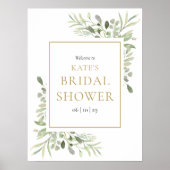 Groen Loof Goud Bruidsboeket Ontvangst Poster (Voorkant)