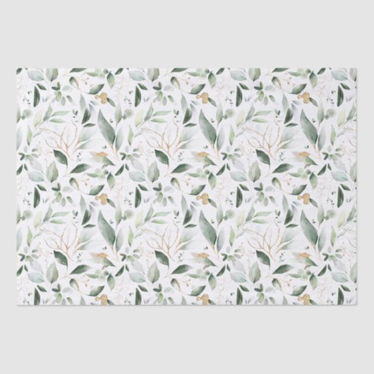 Groen Loof Gouden Bladeren Tissuepapier (Voorkant)