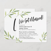 Groen Loof Modern Handgeschrift We Zijn Getrouwd! Kaart (Voorkant / Achterkant)