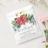 Groen Loof Poinsettia Bruiloft Bedankzakje (Gezegeld)