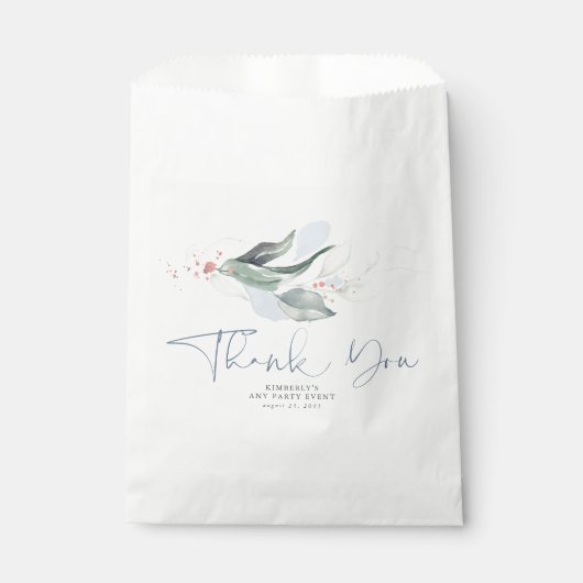 Groen Loof Rosé Goud Stofblauw Bedankt Bedankzakje (Voorkant)