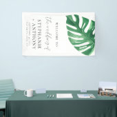Groen Loof Tropisch Monstera Bladeren Zomer Bruilo Spandoek (Beurs)
