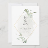 Groen Loofwerk & Gouden Lijst Save The Date (Voorkant)