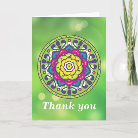 Groen Lotus Mandala Bedankkaart (Voorkant)