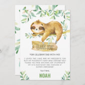 groen luiaard sleepover sluimer pyjama verjaardag bedankkaart (Voorkant / Achterkant)