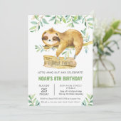 Groen Luiaard Slumber Sleepover Pyjama Verjaardag Kaart (Staand voorkant)