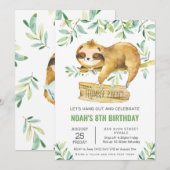 Groen Luiaard Slumber Sleepover Pyjama Verjaardag Kaart (Voorkant / Achterkant)