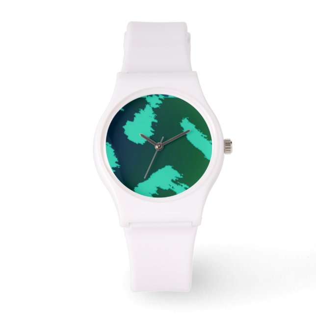 Groen Luipaard Patroon Horloge (Voorkant)