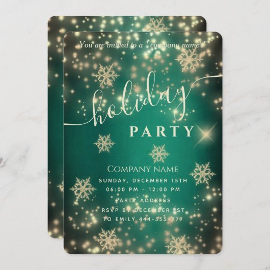 Groen luxe feestdag kaart (Voorkant / Achterkant)