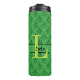 Groen maakt aangepaste monogram en naam warm thermosbeker