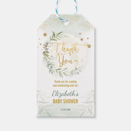 Groen Maan Twinkle Little Star Douche Favorieten Cadeaulabel (Voorkant)