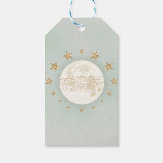 Groen Maan Twinkle Little Star Douche Favorieten Cadeaulabel (Achterkant)