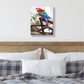 Groen Macaw #3 Canvas Afdruk (Insitu (Slaapkamer))