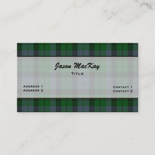 Groen MacKay Tartan Aangepast Visitekaartje (Voorkant)