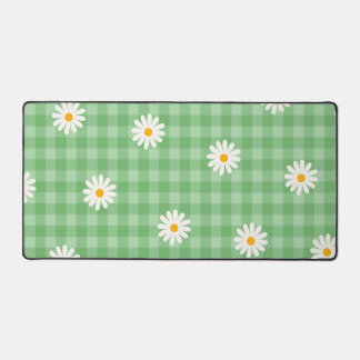 Groen Madeliefje Geruit Gingham Geruit Bloem Motie Bureaumat