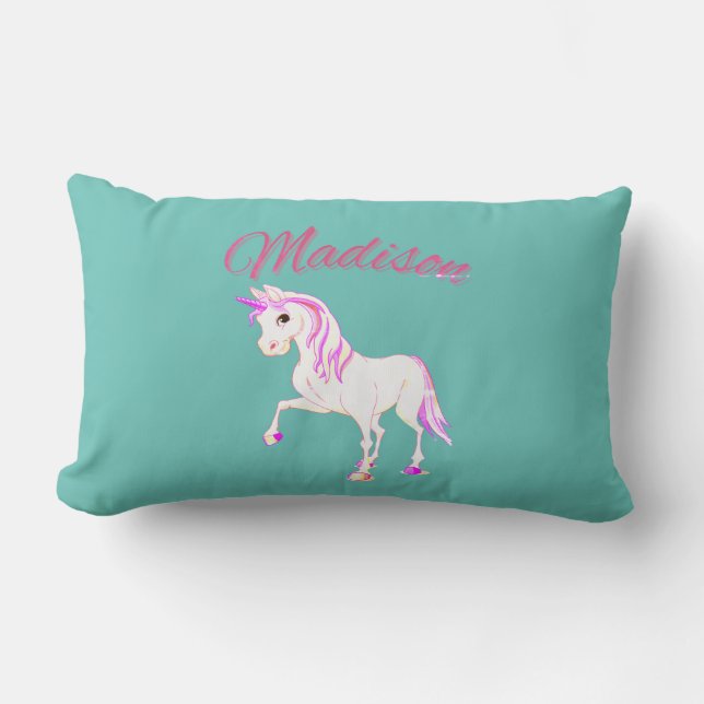 Groen "Madison Personalized Name Lumbar Pillow Kussen (Voorkant)