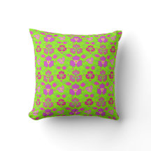 Groen & Magenta Ogee Patroon Worp Kussen