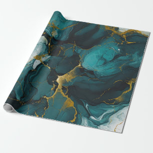 Groen magisch abstract marmeren ontwerp cadeaupapier