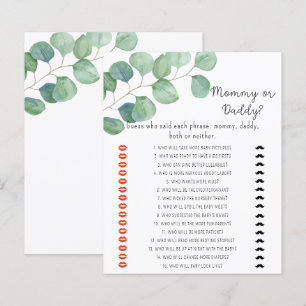 Groen - mama of papa baby shower spel