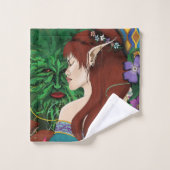 Groen Man Elf Fantasy Floral Bad Handdoek (Wasdoekje)