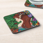 Groen Man Elf Fantasy Floral Bier Onderzetter (Linkerzijde)