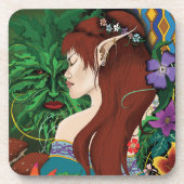 Groen Man Elf Fantasy Floral Bier Onderzetter (Voorkant)