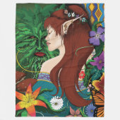Groen Man Elf Fantasy Floral Fleece Deken (Voorkant)