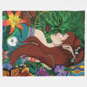 Groen Man Elf Fantasy Floral Fleece Deken (Voorkant (Horizontaal))