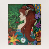 Groen Man Elf Fantasy Floral Legpuzzel (Verticaal)