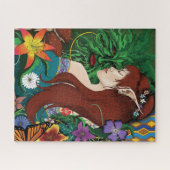 Groen Man Elf Fantasy Floral Legpuzzel (Horizontaal)