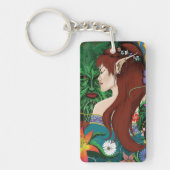 Groen Man Elf Fantasy Floral Sleutelhanger (Voorkant)
