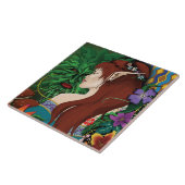 Groen Man Elf Fantasy Floral Tegeltje (Zijkant)