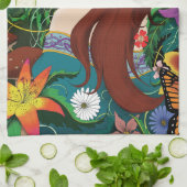 Groen Man Elf Fantasy Floral Theedoek (Gevouwen)