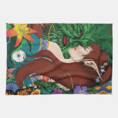 Groen Man Elf Fantasy Floral Theedoek (Horizontaal)