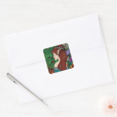 Groen Man Elf Fantasy Floral Vierkante Sticker (Envelop)